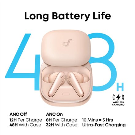 Anker Soundcore Earbuds with Dolby Audio , Liberty 5 , Bluetooth , In-Ear , Microphone , Pink , Noise canceling