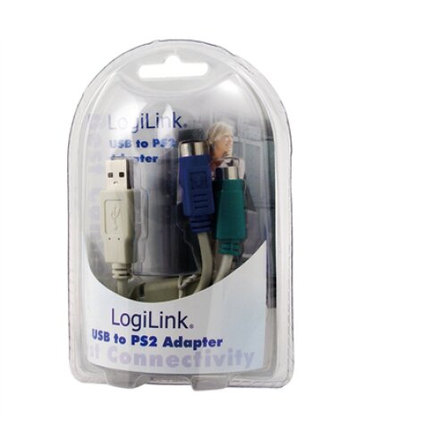 Logilink , Adapter USB to PS/2 x2 :. , Grey , USB M , 2x Mini DIN 6-pin FM , 0.2 m