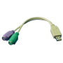 Logilink , Adapter USB to PS/2 x2 :. , USB M , 2x Mini DIN 6-pin FM , 0.2 m