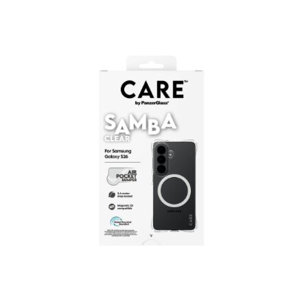 CARE by PanzerGlass Samba Case Transparent w. White Qi Samsung New Galaxy S26 , PanzerGlass