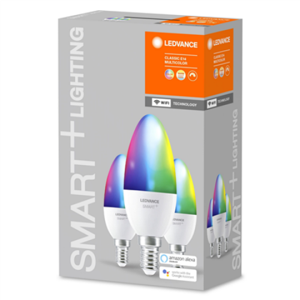 Ledvance SMART+ WiFi Classic Candle RGBW Multicolour 40 5W 2700-6500K E14, 3pcs pack Ledvance , SMART+ WiFi Candle RGBW Multicolour 40 5W 2700-6500K E14, 3pcs pack , E14 , 5 W , RGBW , Wi-Fi