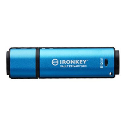 Kingston Flash Drive , IronKey Vault Privacy 50C AES-256 Encrypt , 512 GB , USB-C , Blue