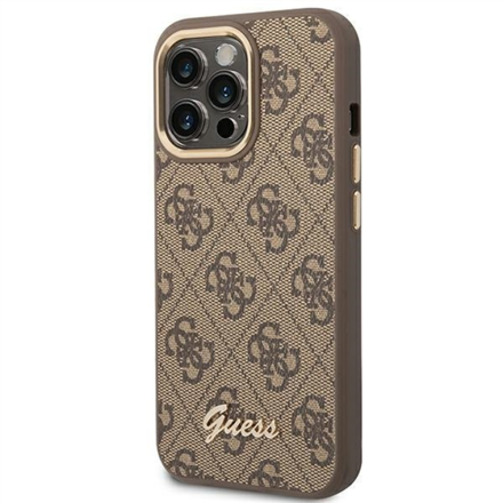 GUESS Hardcase 4G Vintage Gold Logo GUHCP14XHG4SHW Back Cover Apple iPhone 14 Pro Max Brown