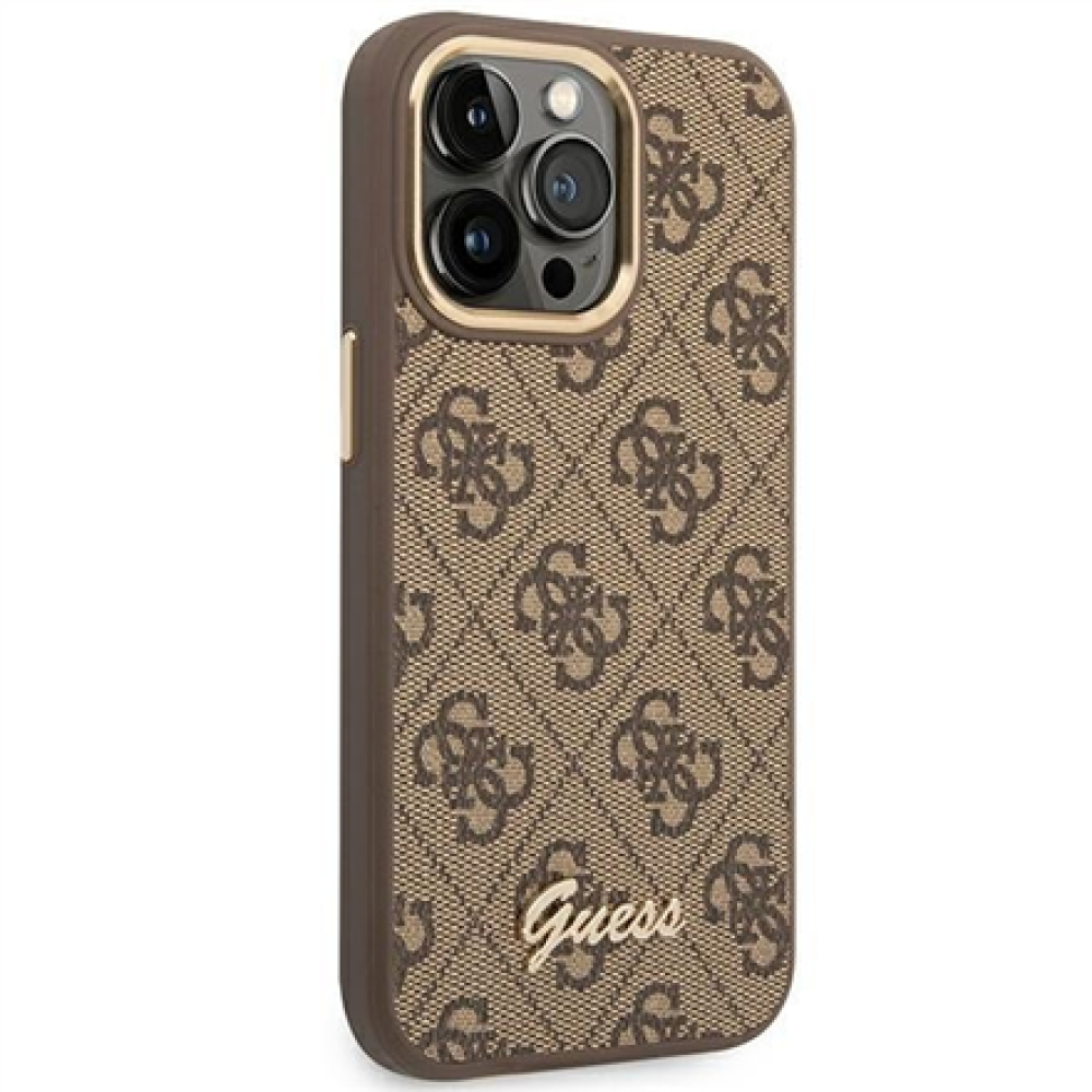 GUESS Hardcase 4G Vintage Gold Logo GUHCP14XHG4SHW Back Cover Apple iPhone 14 Pro Max Brown