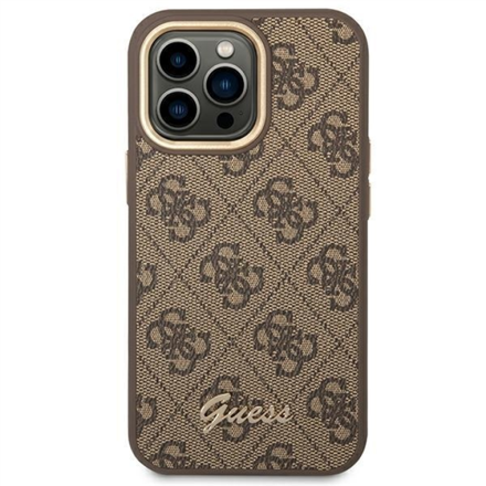 GUESS Hardcase 4G Vintage Gold Logo GUHCP14XHG4SHW Back Cover Apple iPhone 14 Pro Max Brown
