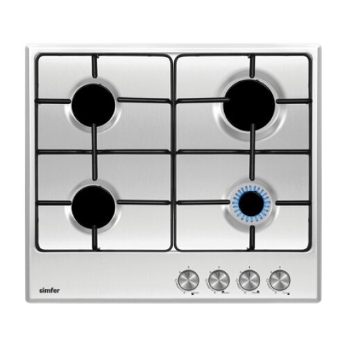 Simfer , H6.400.VGRIM , Hob , Gas , Number of burners/cooking zones 4 , Rotary knobs , Stainless Steel