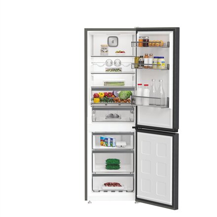Whirlpool Refrigerator , WHK 26362 XBR4E , Energy efficiency class E , Free standing , Combi , Height 186.5 cm , No Frost system , Fridge net capacity 201 L , Freezer net capacity 106 L , Display , 37 dB , Black