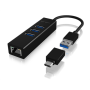 Raidsonic , 4 Port Hub with USB 3.0 Type-A, Type-C, Gigabit LAN , Icy Box IB-HUB1419-LAN