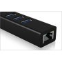 Raidsonic , 4 Port Hub with USB 3.0 Type-A, Type-C, Gigabit LAN , Icy Box IB-HUB1419-LAN