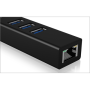 Raidsonic , 4 Port Hub with USB 3.0 Type-A, Type-C, Gigabit LAN , Icy Box IB-HUB1419-LAN