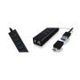 Raidsonic , 4 Port Hub with USB 3.0 Type-A, Type-C, Gigabit LAN , Icy Box IB-HUB1419-LAN