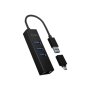 Raidsonic , 4 Port Hub with USB 3.0 Type-A, Type-C, Gigabit LAN , Icy Box IB-HUB1419-LAN