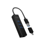Raidsonic , 4 Port Hub with USB 3.0 Type-A, Type-C, Gigabit LAN , Icy Box IB-HUB1419-LAN