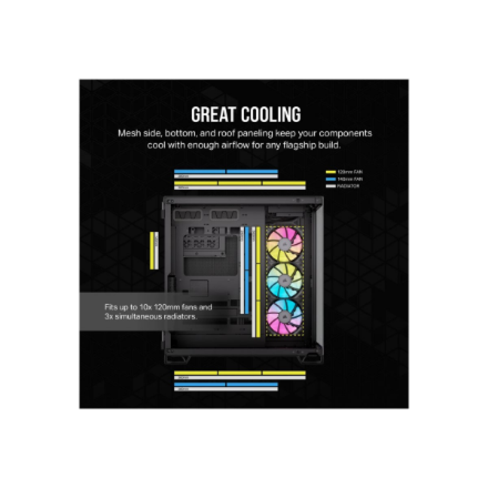 Corsair Dual Chamber PC Case , iCUE LINK 6500X RGB , Black , Mid Tower , Power supply included No , ATX