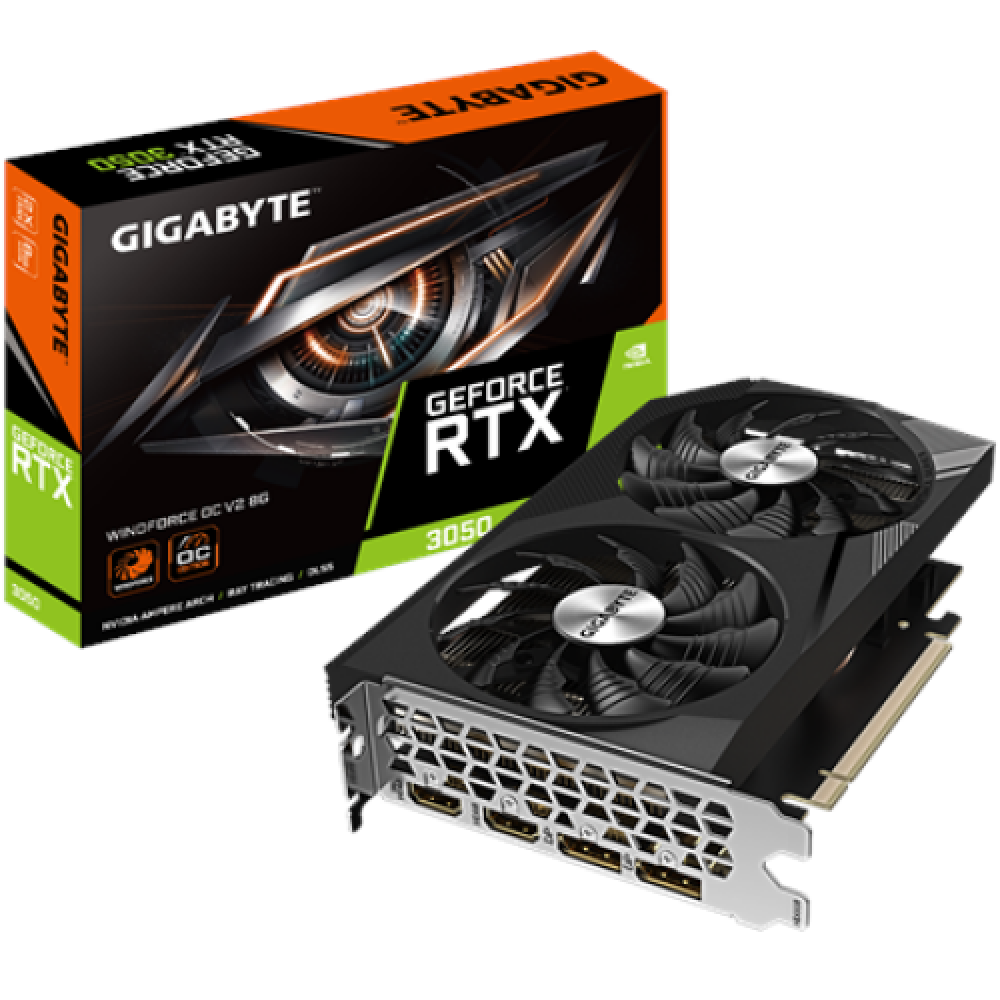 Gigabyte , GV-N3050WF2OCV2-8GD , NVIDIA , 8 GB , GeForce RTX 3050 , GDDR6 , HDMI ports quantity 2 , PCI-E 4.0 , Memory clock speed 1792 MHz