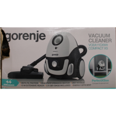 SALE OUT. , Gorenje , Vacuum cleaner , VCEA11CXWII , Bagged , 750 W , Operating radius 15 m , White , Warranty 24 month(s) , DAMAGED PACKAGING