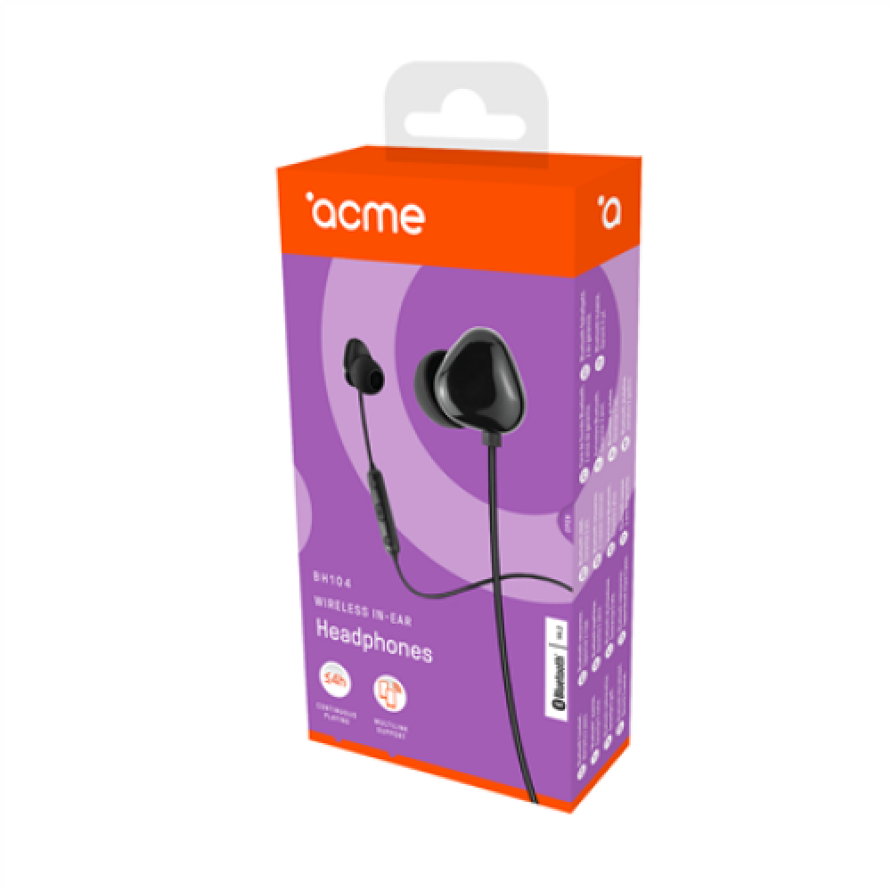 Acme , 6 month(s) , Micro USB, 5 V DC , BH104 , Built-in microphone , Bluetooth , Black