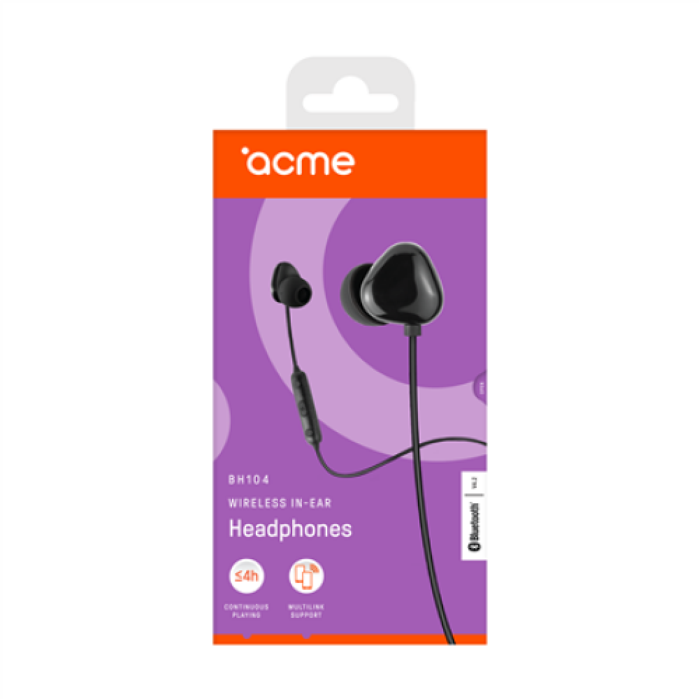 Acme , 6 month(s) , Micro USB, 5 V DC , BH104 , Built-in microphone , Bluetooth , Black