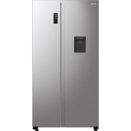 Gorenje Refrigerator , NRR9185EAXLWD , Energy efficiency class E , Free standing , Side by side , Height 178.6 cm , No Frost system , Fridge net capacity 355 L , Freezer net capacity 192 L , Display , 38 dB , Grey
