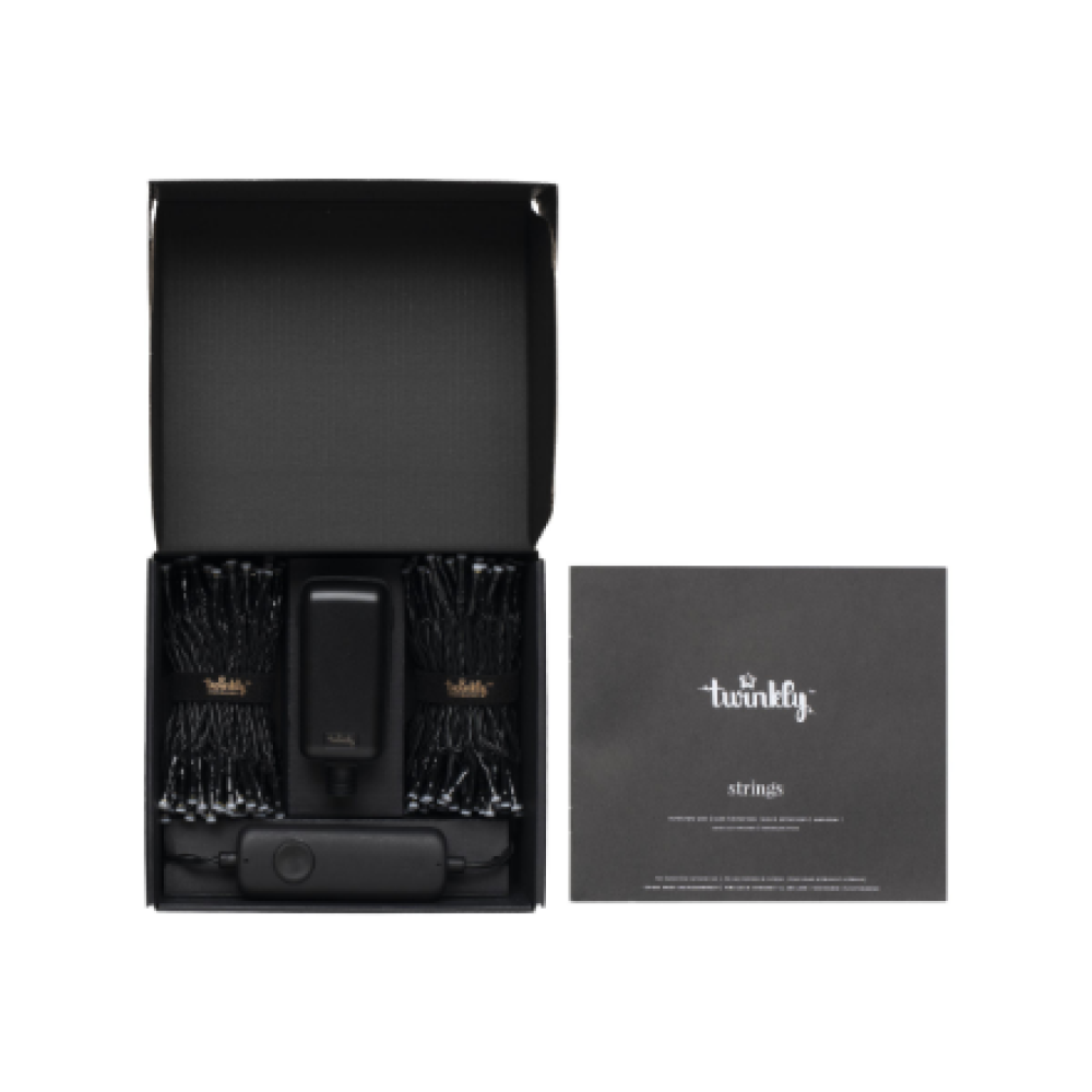 Twinkly,Strings Smart LED Lights 250 RGBW (Multicolor + White), 20m, Black wire,RGBW – 16M+ colors + Warm white