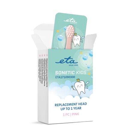 Sonetic Kids 171090300 , ETA Replacement toothbrush head , Heads , For kids , Number of brush heads included 1 , Pink