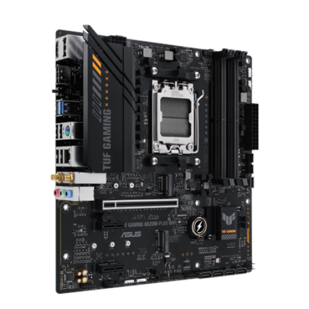 Asus , TUF GAMING A620M-PLUS WIFI , Processor family AMD , Processor socket AM5 , DDR5 DIMM , Memory slots 4 , Supported hard disk drive interfaces SATA, M.2 , Number of SATA connectors 4 , Chipset AMD A620 , Micro-ATX