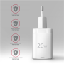 AXAGON Wallcharger 1x port USB-C, PD3.0 / PPS /QC4+/AFC/FCP/Apple, 20W , ACU-PD20W