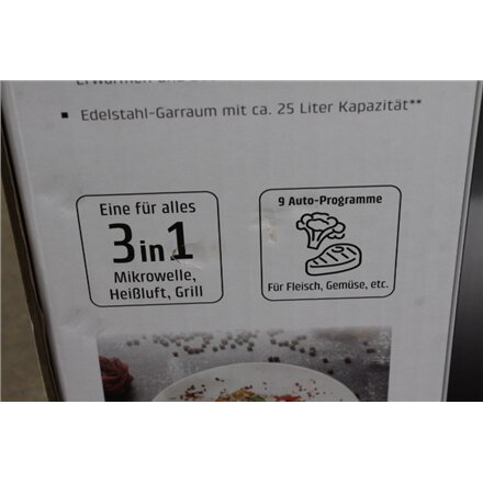SALE OUT. Caso , Microwave oven , MCG 25 , Free standing , 25 L , 900 W , Convection , Grill , Black, Stainless steel , DAMAGED PACKAGING, SCRATCHED ON FRONT