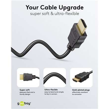 Goobay 80104 Soft HDMI High-Speed Cable with Ethernet , Soft , 3 m