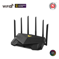 Dual Band WiFi6 Gigabit Router , TUF Gaming AX6000 , 802.11ax , 1148+4804 Mbit/s , 10/100/1000 Mbit/s , Ethernet LAN (RJ-45) ports 5 , Mesh Support Yes , MU-MiMO Yes , No mobile broadband , Antenna type External