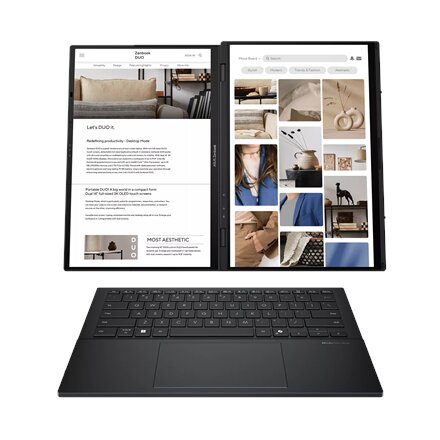 Asus Zenbook Duo UX8406CA-QL358X , Inkwell Gray , 14 , OLED , Touchscreen , FHD , 1920 x 1200 pixels , 60 Hz , Glossy , Intel Core Ultra 7 , 255H , 16 GB , LPDDR5X , Solid-state drive capacity 1000 GB , Intel Arc Graphics , Windows 11 Pro , 802.11be , Blu