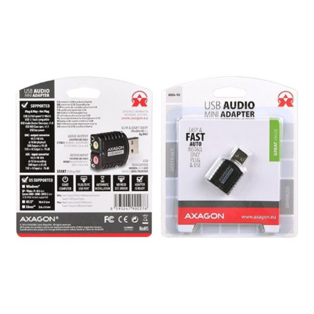 AXAGON , ADA-10 USB - Mini Audio Adapter
