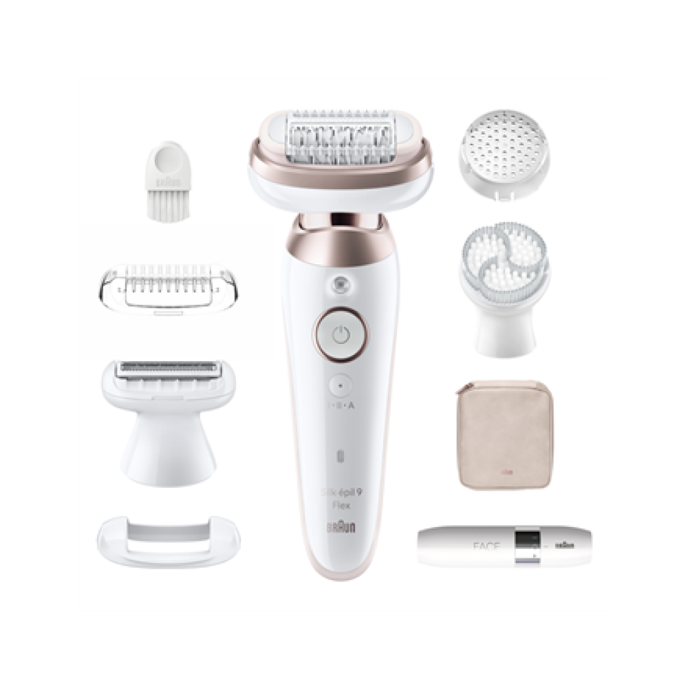 SES9-360 Braun Epilator , SES9-360 Silk épil 9 Flex 3D , Operating time (max) 50 min , Number of power levels 1 , Wet & Dry , White/Rose