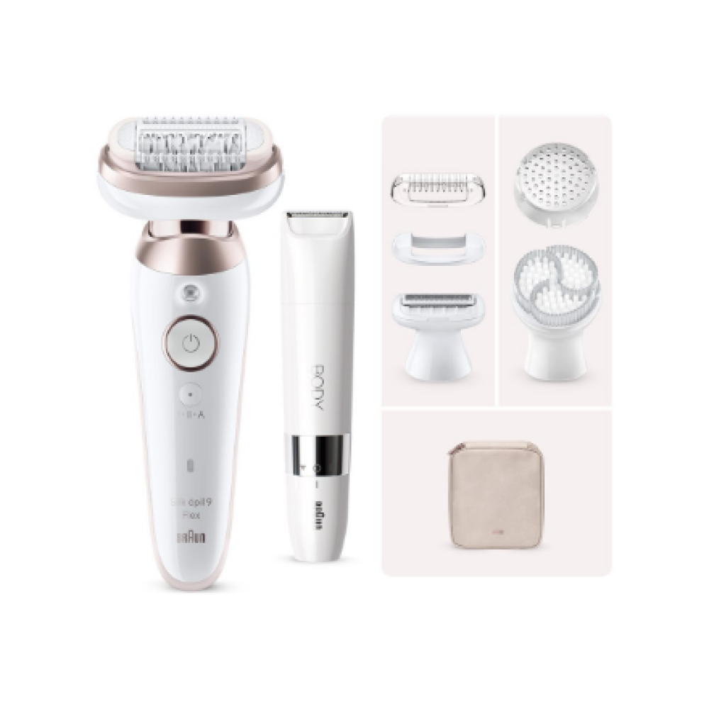 SES9-360 Braun Epilator , SES9-360 Silk épil 9 Flex 3D , Operating time (max) 50 min , Number of power levels 1 , Wet & Dry , White/Rose