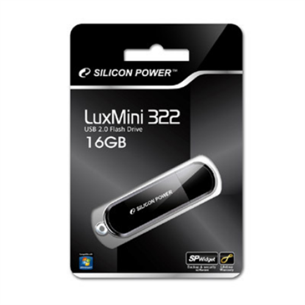 Silicon Power 16GB LuxMini 322 16 GB, USB 2.0, Black