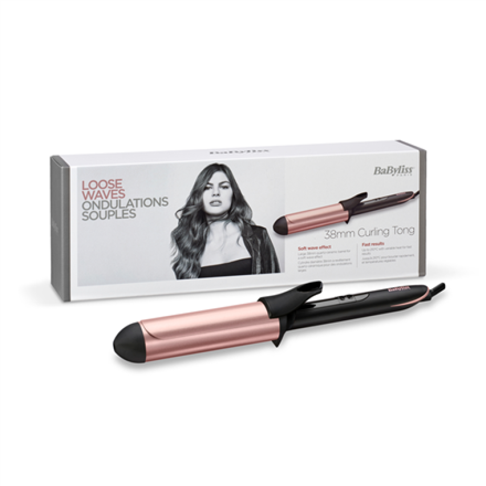 Curling iron , C453E , BABYLISS , Ceramic heating system , Barrel diameter 38 mm , Temperature (min) 160 °C , Temperature (max) 210 °C , Number of heating levels 6 , Display , W , Black/Rose