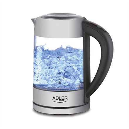 Adler , Kettle , AD 1247 , With electronic control , 1850 W , 1.7 L , Stainless steel/Glass , 360° rotational base , Stainless steel/Transparent