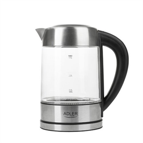 Adler , Kettle , AD 1247 , With electronic control , 1850 W , 1.7 L , Stainless steel/Glass , 360° rotational base , Stainless steel/Transparent