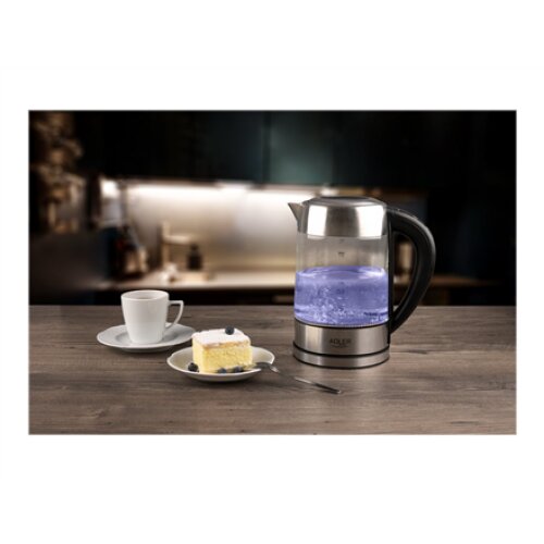 Adler , Kettle , AD 1247 , With electronic control , 1850 W , 1.7 L , Stainless steel/Glass , 360° rotational base , Stainless steel/Transparent