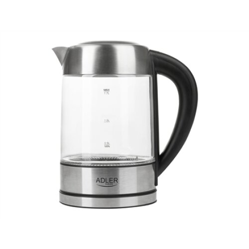 Adler , Kettle , AD 1247 , With electronic control , 1850 W , 1.7 L , Stainless steel/Glass , 360° rotational base , Stainless steel/Transparent