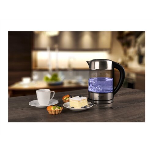 Adler , Kettle , AD 1247 , With electronic control , 1850 W , 1.7 L , Stainless steel/Glass , 360° rotational base , Stainless steel/Transparent