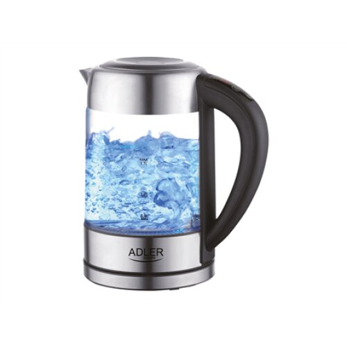 Adler , Kettle , AD 1247 , With electronic control , 1850 W , 1.7 L , Stainless steel/Glass , 360° rotational base , Stainless steel/Transparent