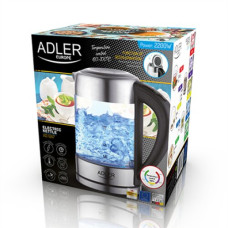 Adler , Kettle , AD 1247 , With electronic control , 1850 W , 1.7 L , Stainless steel/Glass , 360° rotational base , Stainless steel/Transparent