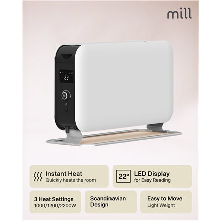 Mill , Heater , CO2200LEDMAX , Convection Heater , 2200 W , Number of power levels 3 , Suitable for rooms up to 5-30 m² , White