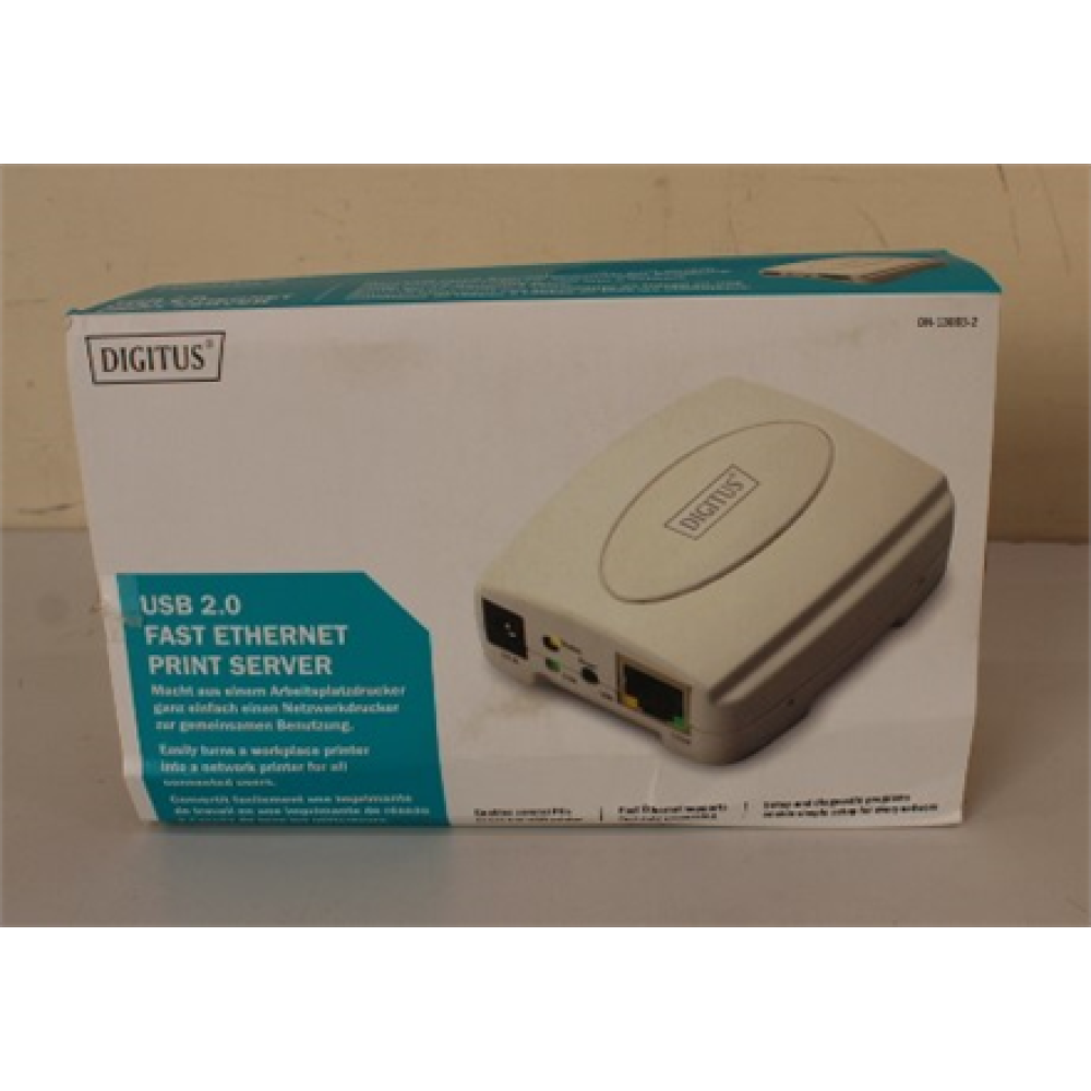 SALE OUT. Digitus USB Print Server, 1-Port 1x RJ45, 1x USB A, USB 2.0, DAMAGED PACKAGING , USB Print Server, 1-Port 1x RJ45, 1x USB A, USB 2.0 , DN-13003-2 , White , DAMAGED PACKAGING