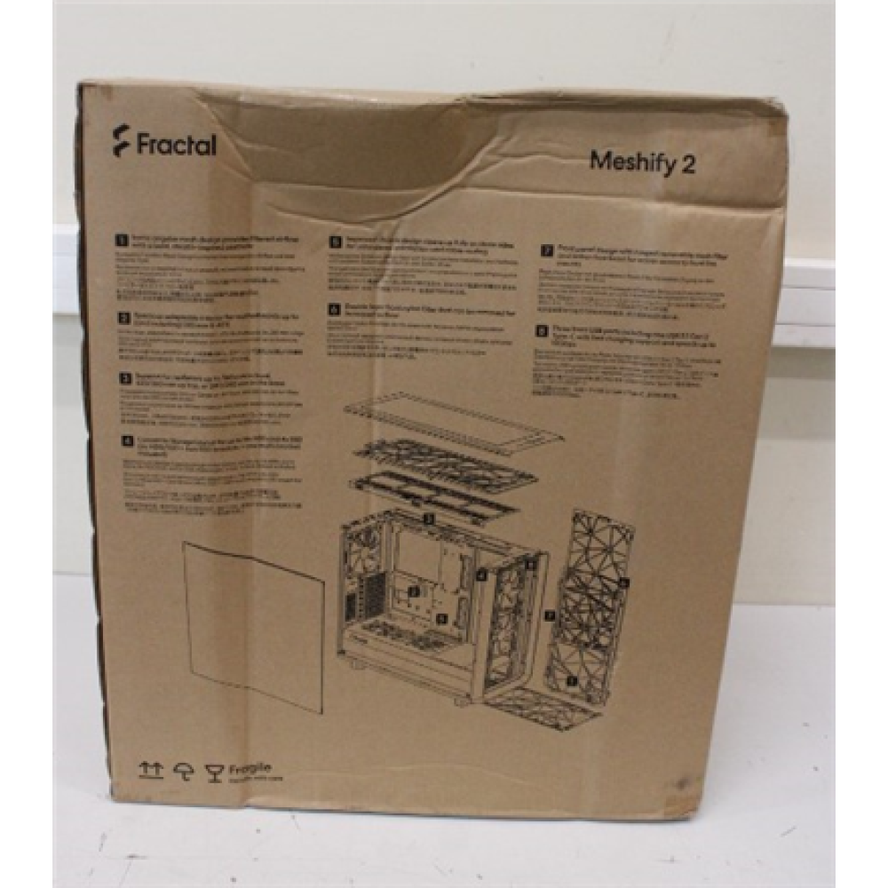 SALE OUT. Fractal Design Meshify 2 RGB Black TG Light tint , Fractal Design , Meshify 2 RGB TG Light Tint , Side window , Black , E-ATX , DAMAGED PACKAGING , Power supply included No , ATX