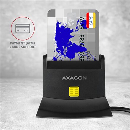 AXAGON Universal desktop USB contact Smart/ID and SD/microSD/SIM card reader , CRE-SM2