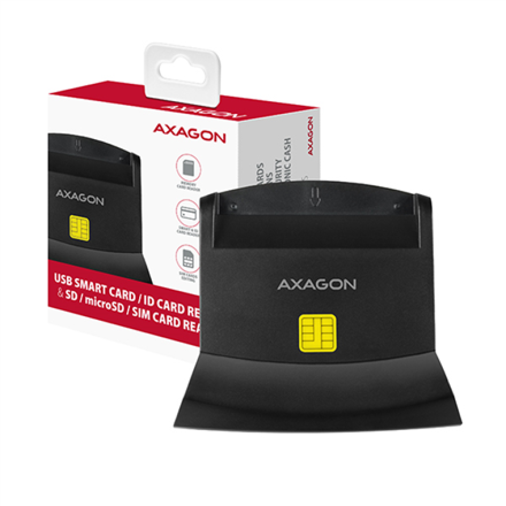 AXAGON Universal desktop USB contact Smart/ID and SD/microSD/SIM card reader , CRE-SM2