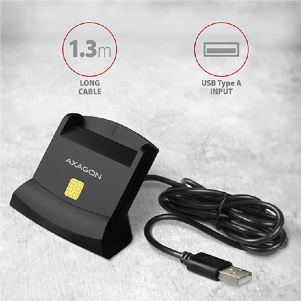 AXAGON Universal desktop USB contact Smart/ID and SD/microSD/SIM card reader , CRE-SM2