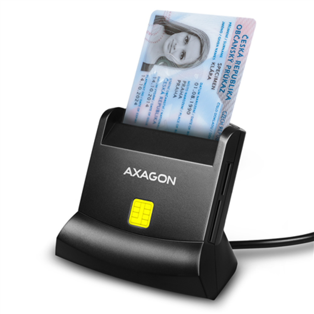 AXAGON Universal desktop USB contact Smart/ID and SD/microSD/SIM card reader , CRE-SM2